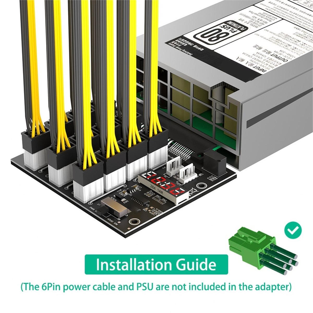 2400W Server Psu Breakout Board - 12 Ports PCIe 6Pin Connector Breakout