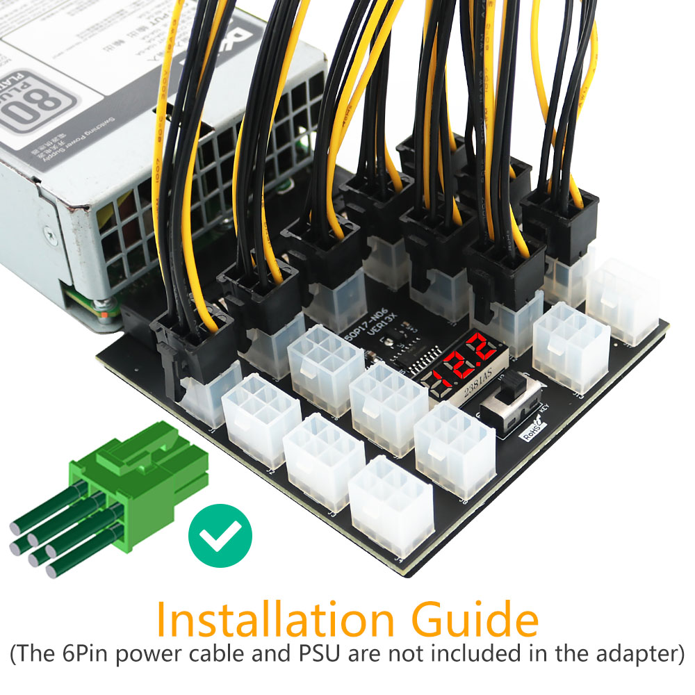 PCI-E 12V 50Pin to ATX 17 x 6P - 2000W Atx Mining Power Supply review and price